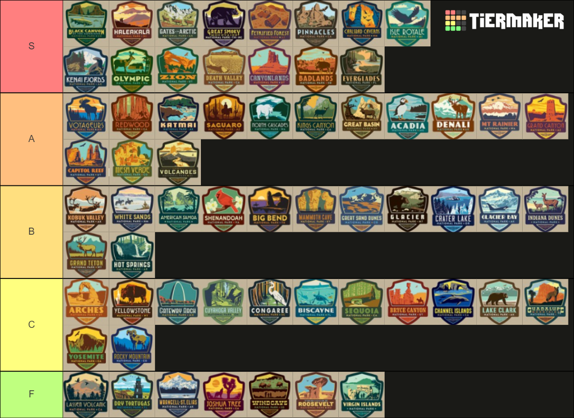 US national parks Tier List (Community Rankings) - TierMaker