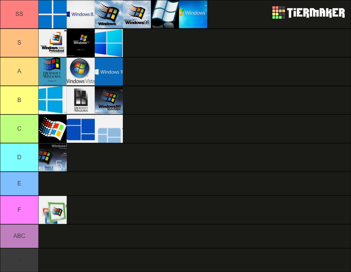 windows os Tier List Rankings) TierMaker