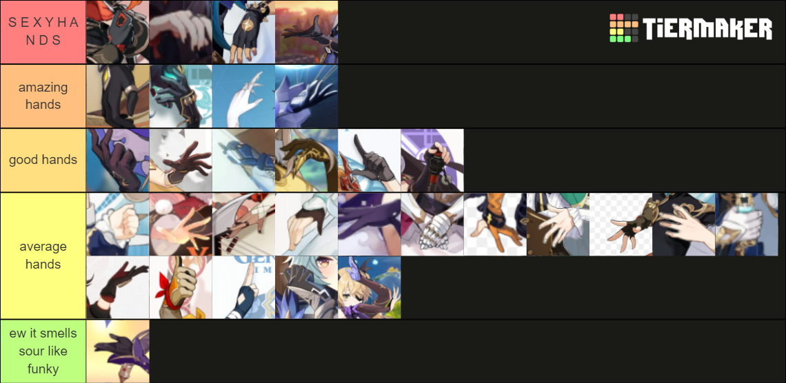 Genshin Impact Hands Tier List (Community Rankings) - TierMaker