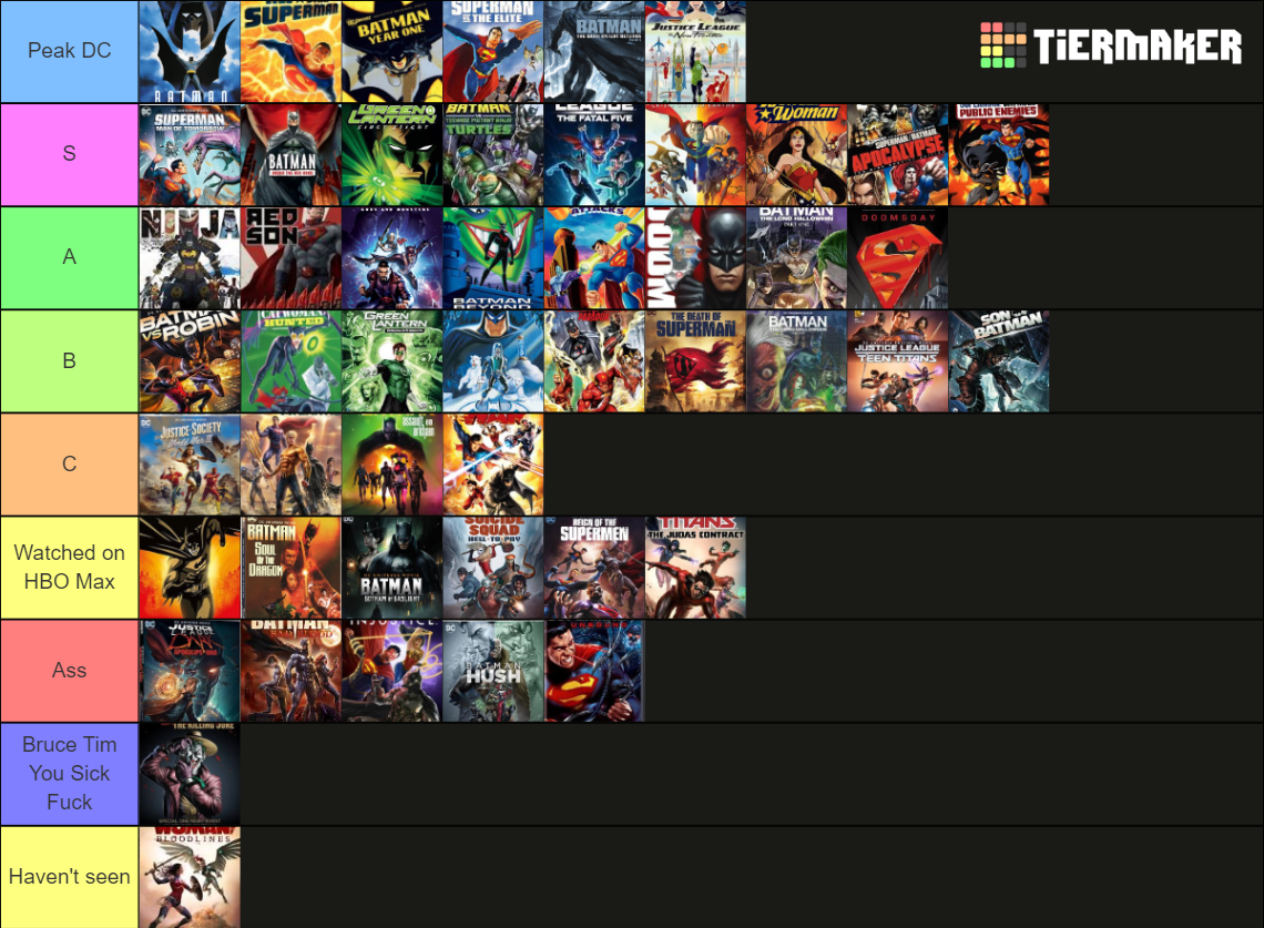 DC Animated Movies Tier List Rankings) TierMaker