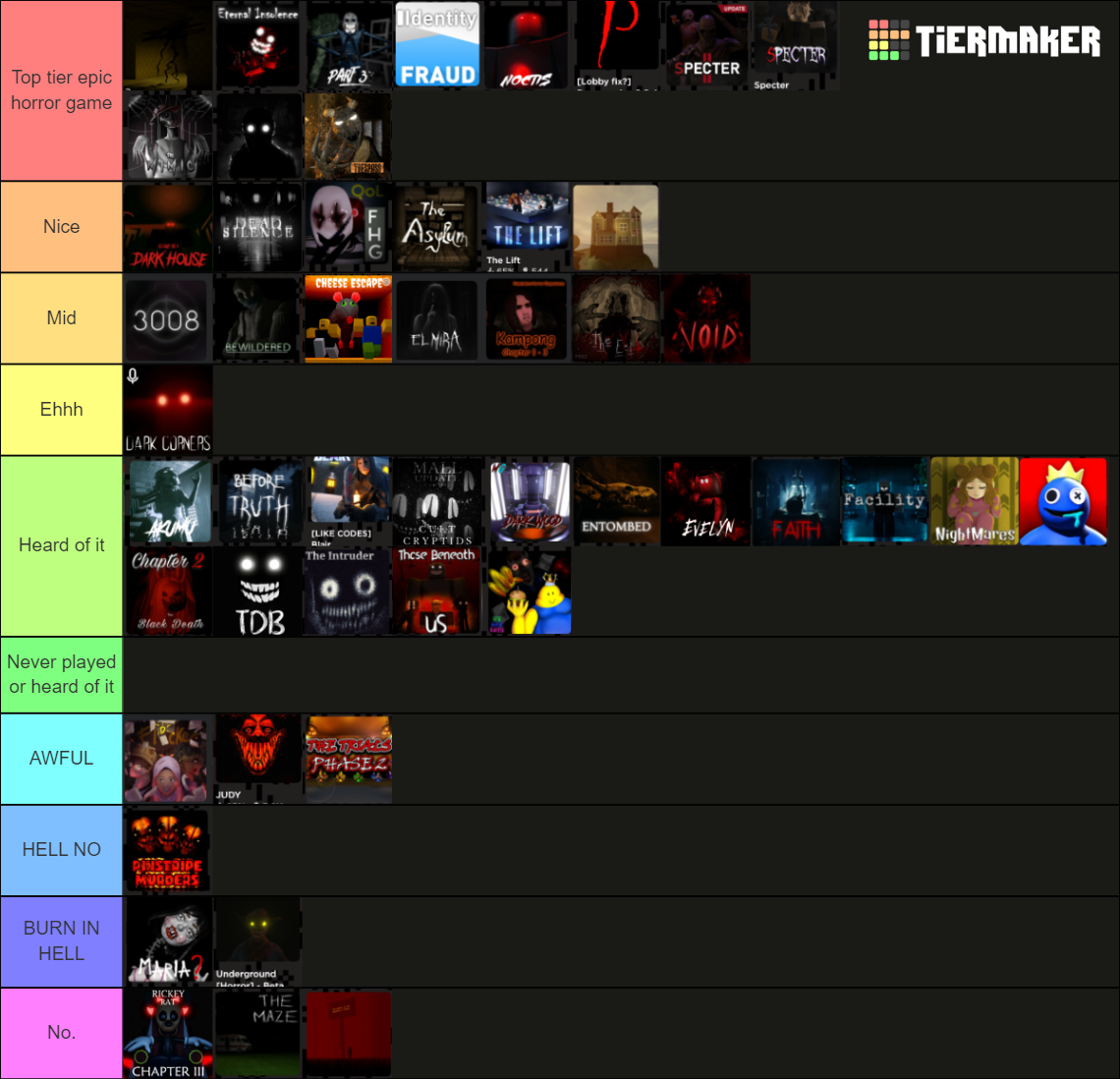 Roblox Horror Games Tier List 2023 Printable Forms Free Online