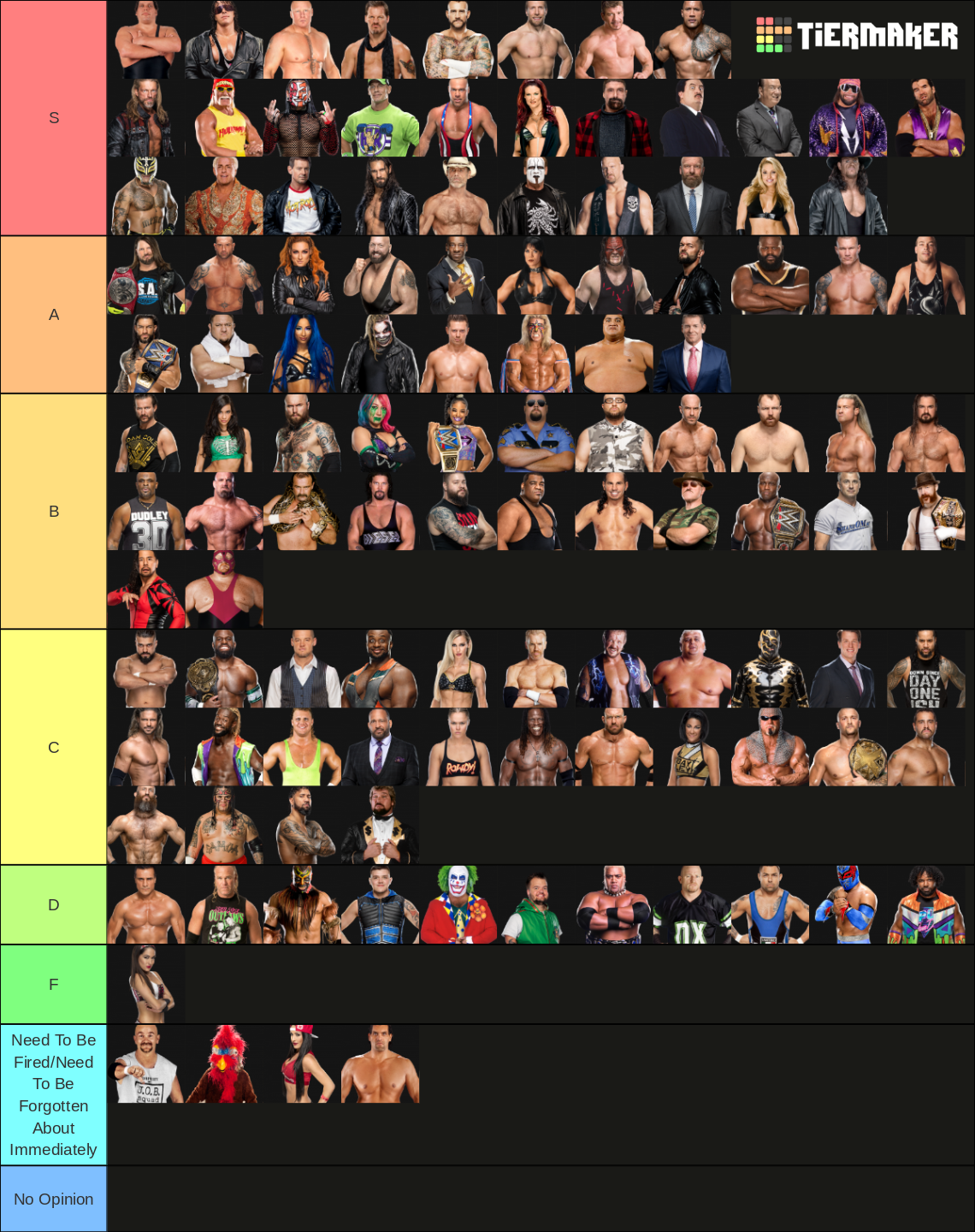 Ultimate WWE Tier List Rankings) TierMaker