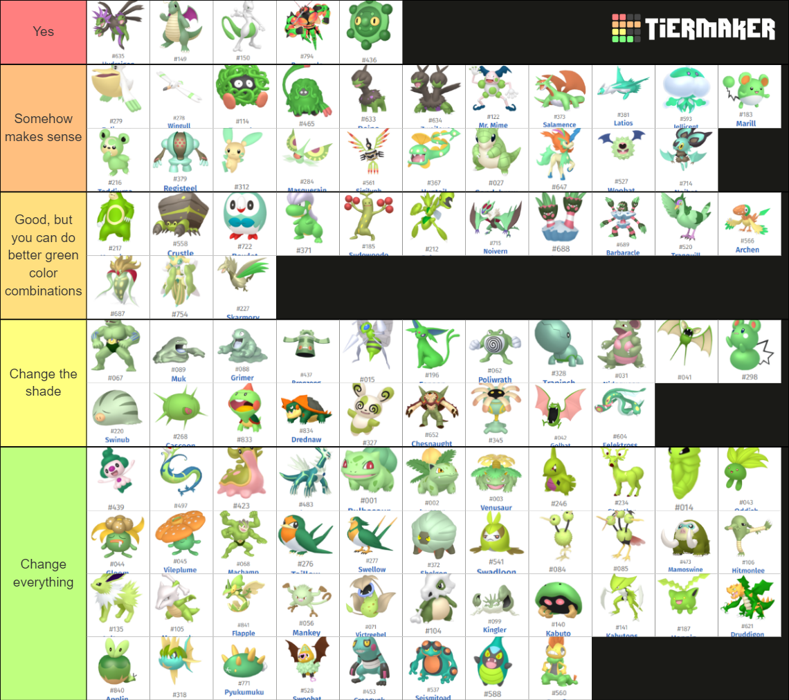 Green Shiny Pokemon Tier List (Community Rankings) - TierMaker