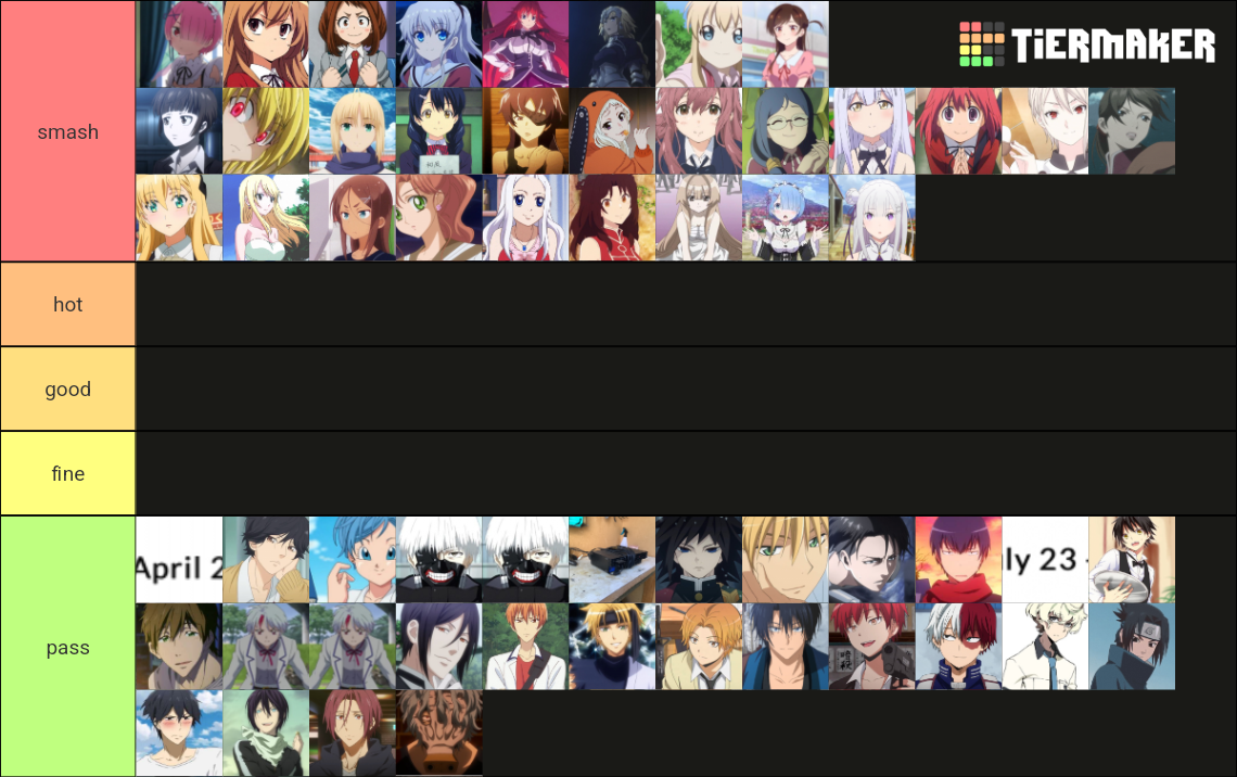 Anime Waifu S And Husbando S Smash Or Pass Tier List Community Anime Waifu S And Husbando S Smash Or Pass Tier List Community