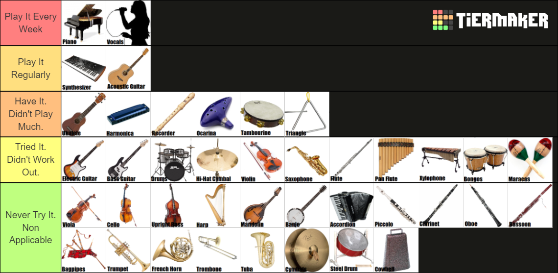 Ultimate Instrument Tier List Rankings) TierMaker
