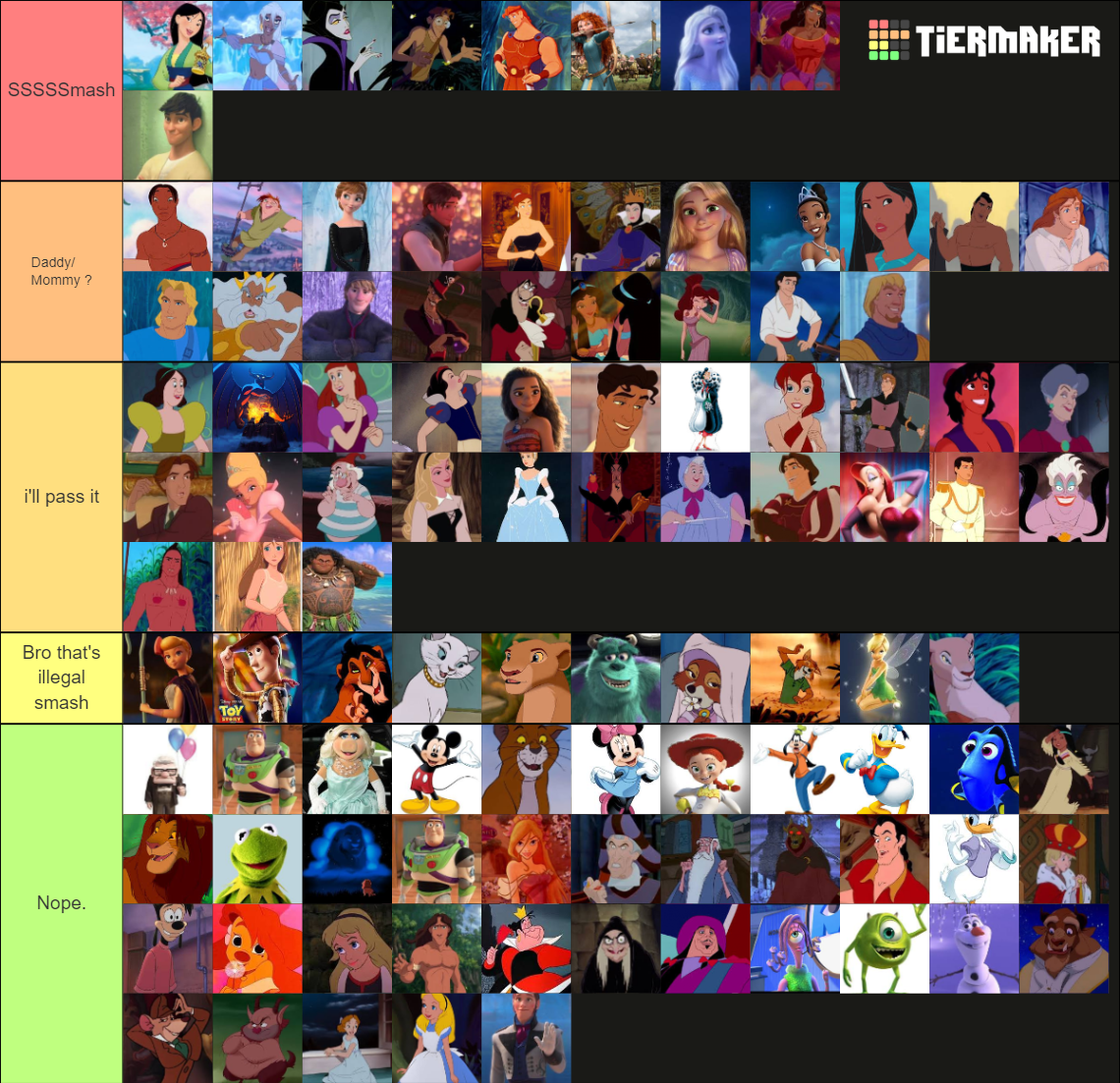 Disney Characters Hotness Tier List (Community Rankings) - TierMaker