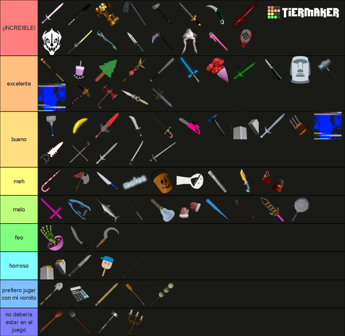 Every Melee In Roblox Arsenal Tier List Community Rankings Tiermaker