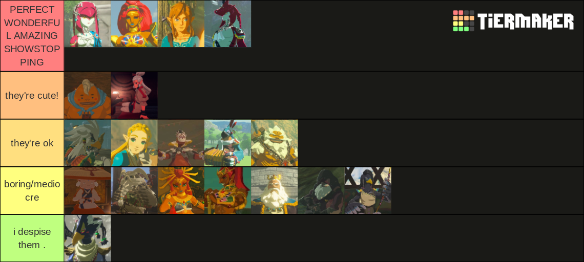 zelda: botw character rating Tier List (Community Rankings) - TierMaker