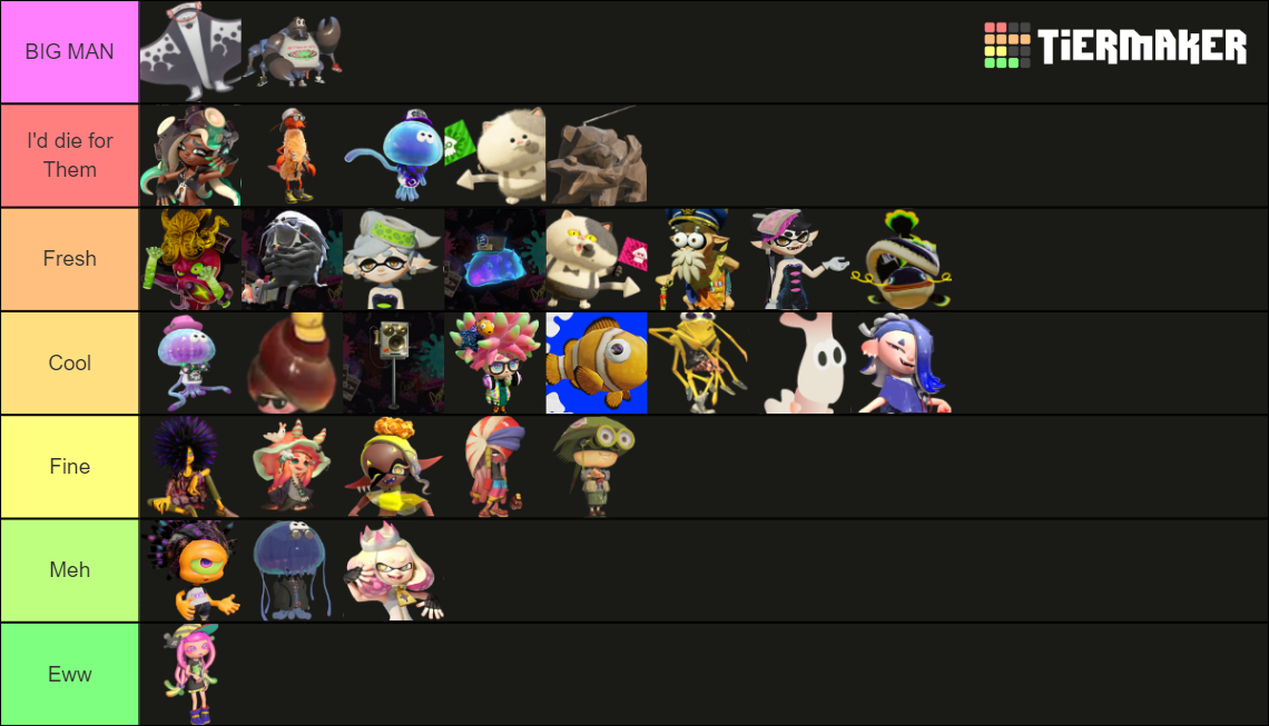 Splatoon NPCs (Splatoon 1-3) Tier List (Community Rankings) - TierMaker