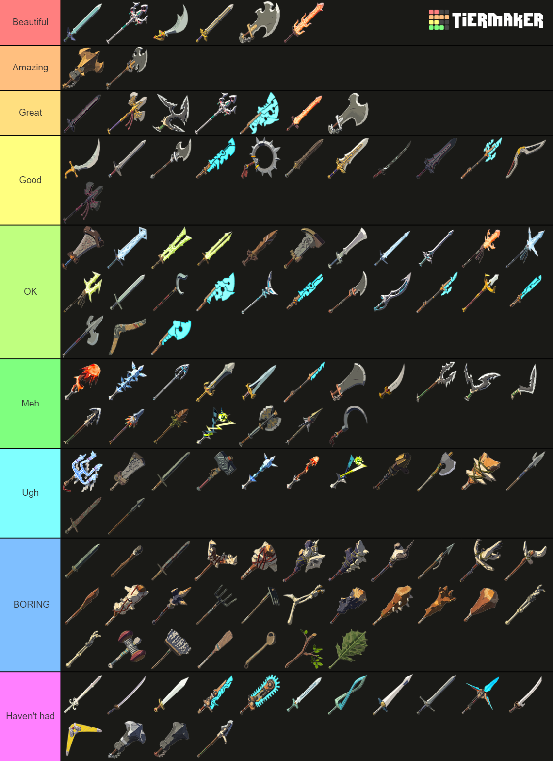 The Legend of Zelda: Breath of the Wild weapons Tier List (Community ...