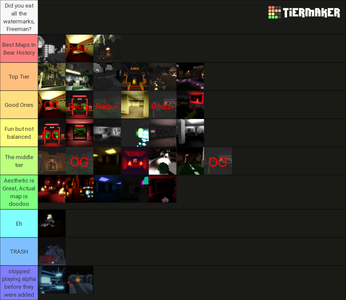 Bear (Alpha) And Bear* Map Tier List (Community Rankings) - TierMaker