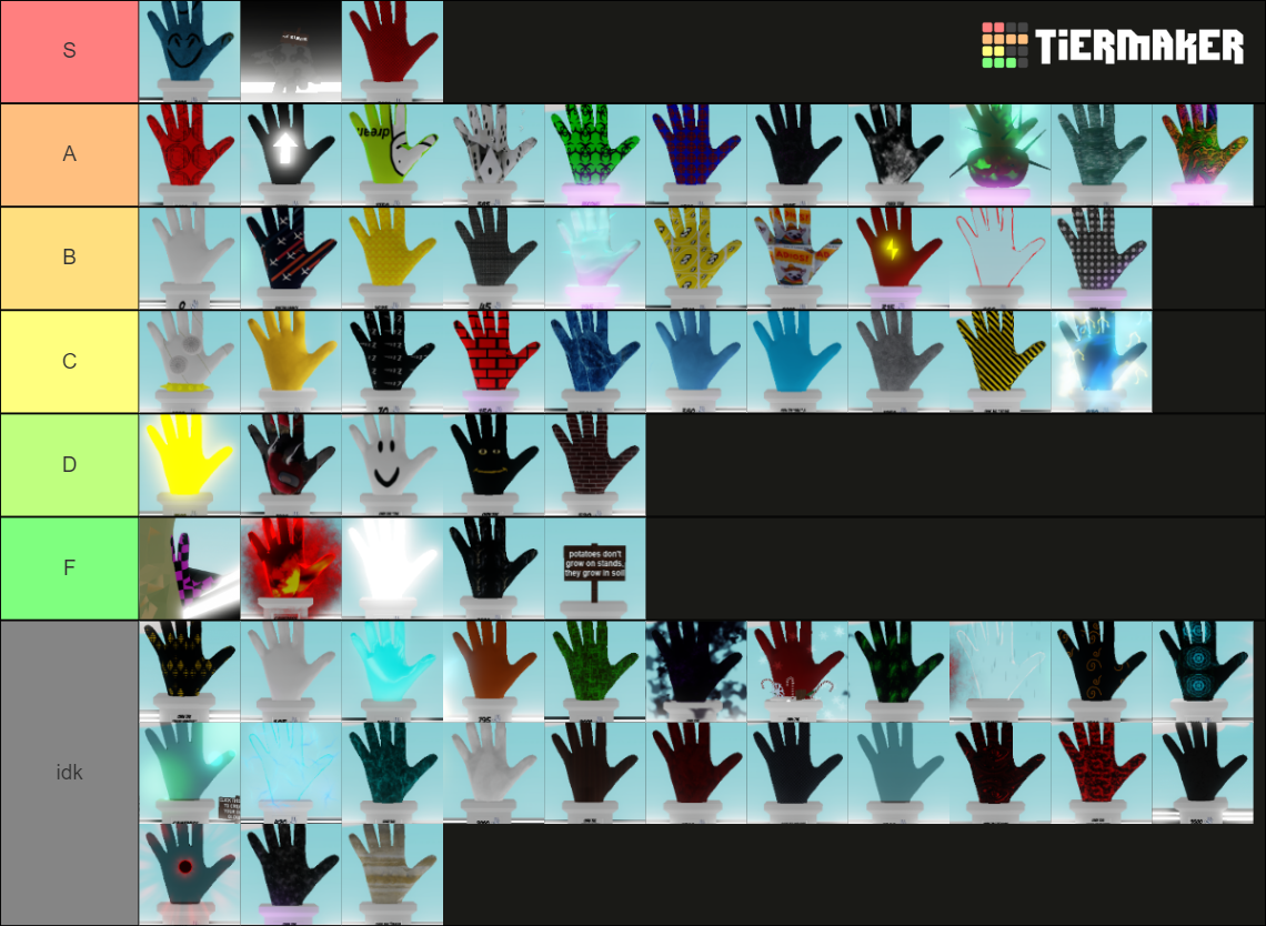 Slap Battles Gloves [UPDATED] Tier List Rankings) TierMaker