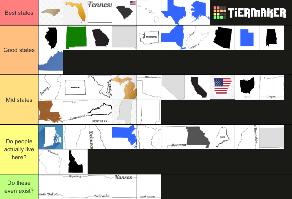 USA state rank Tier List (Community Rankings) - TierMaker