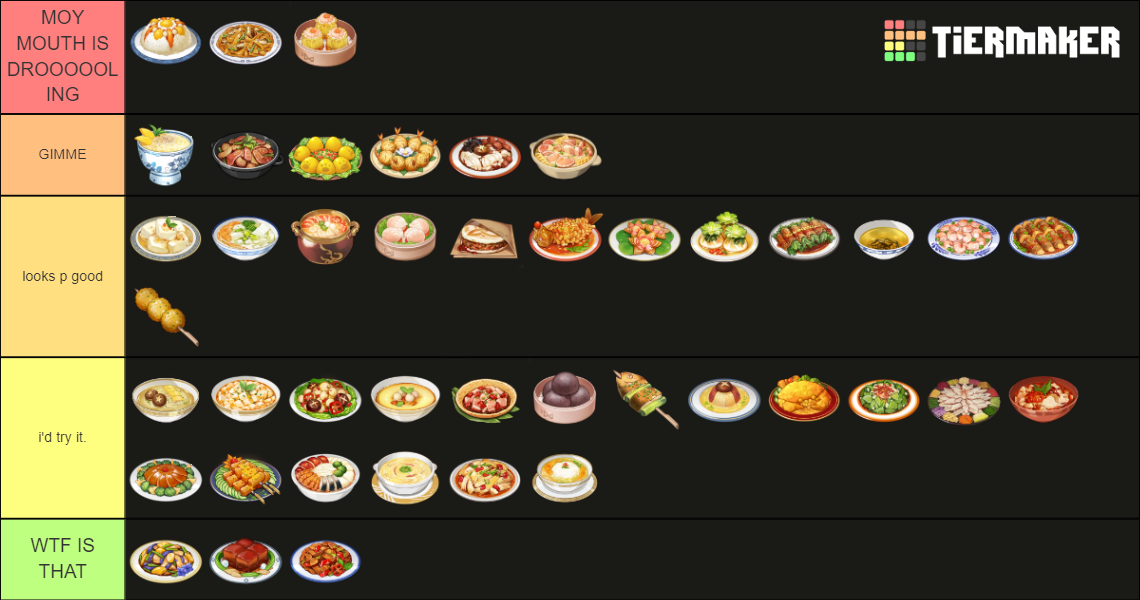 Genshin Impact | Liyue Dishes Tier List (Community Rankings) - TierMaker