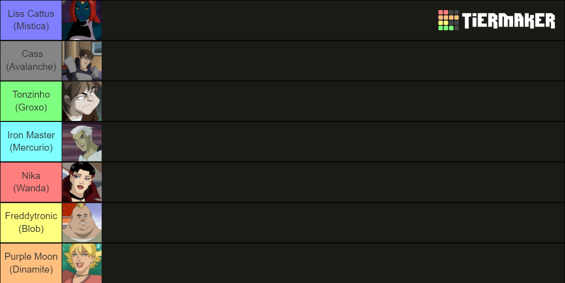XMen Evolution Characters Tier List Rankings) TierMaker