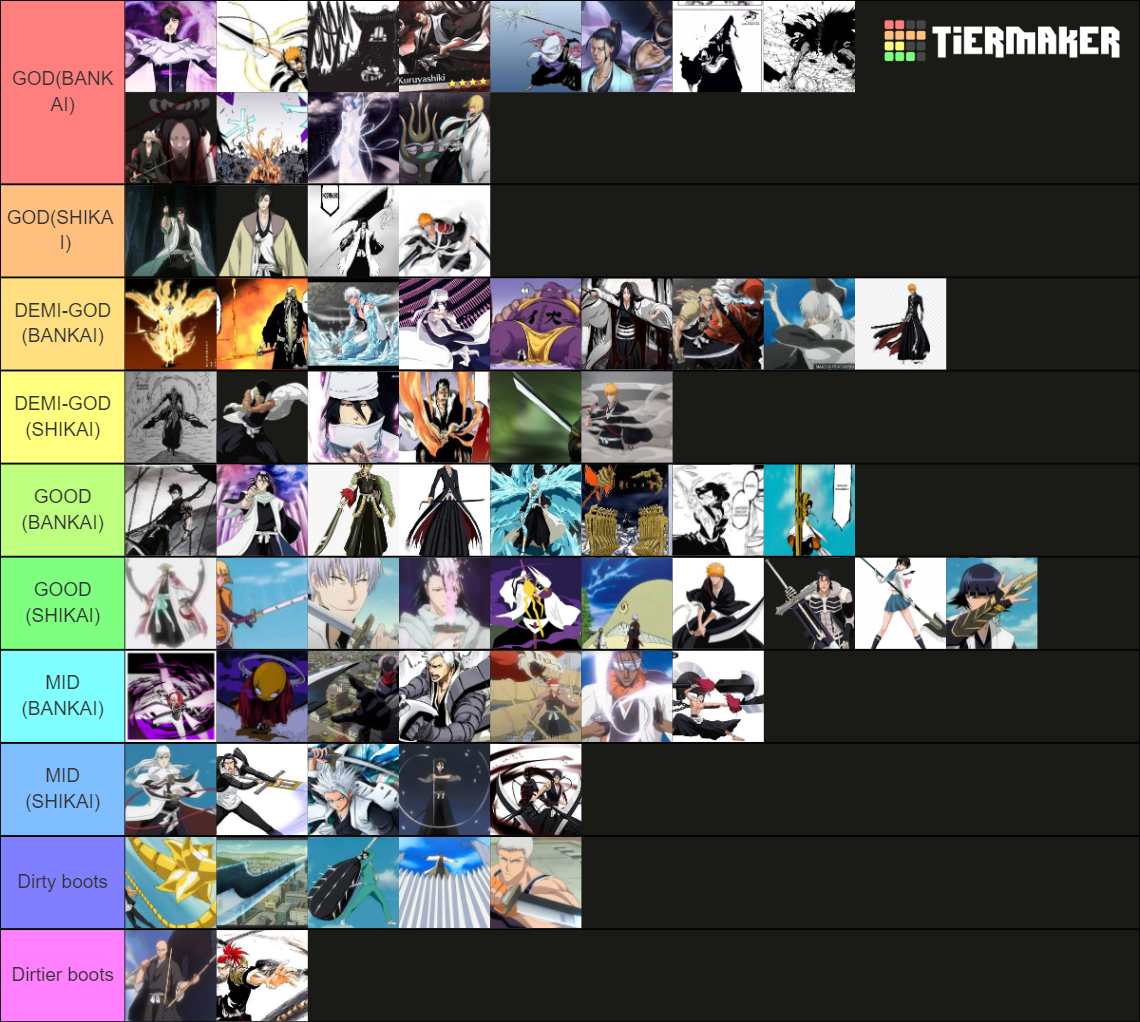 Bleach All Shikai/Bankai Tier List Rankings) TierMaker