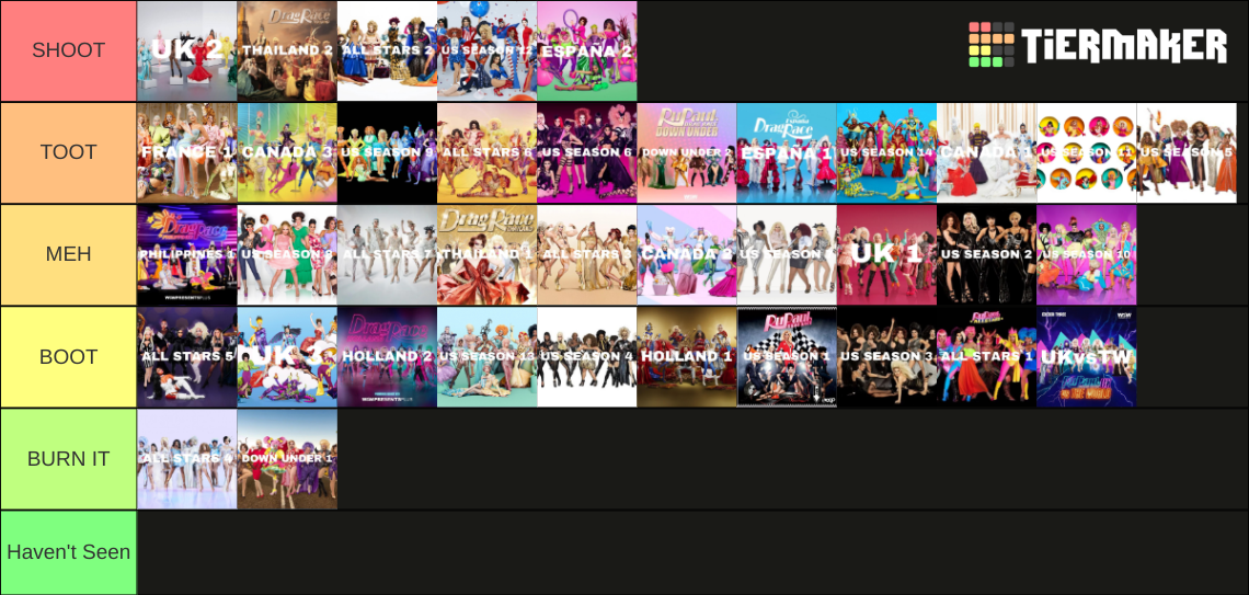 ALL DRAG RACE SEASONS Tier List Rankings) TierMaker