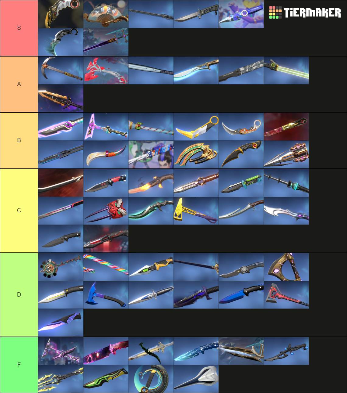 Valorant Knives (champions 2022 is the latest) Tier List