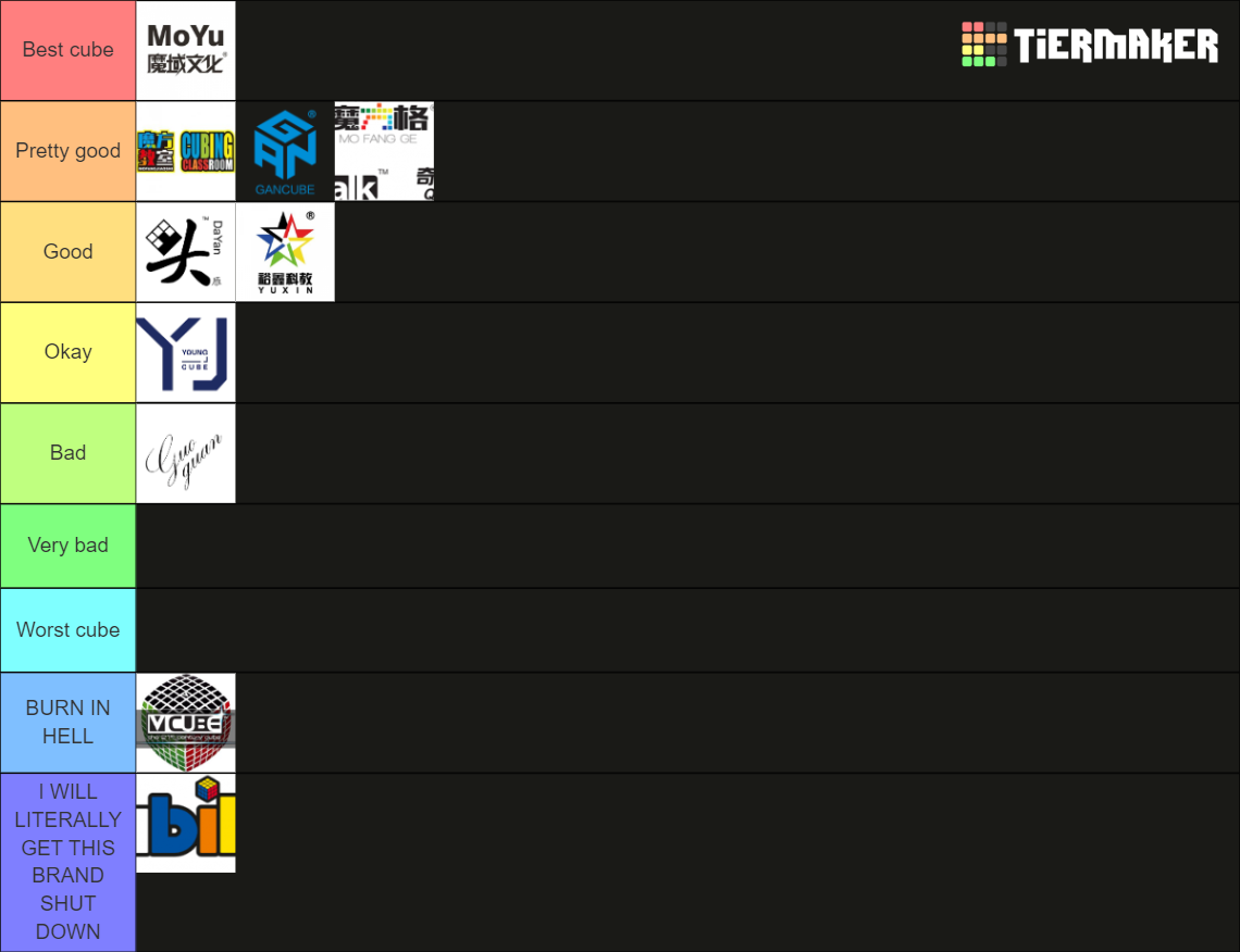 rubik cube brands Tier List Rankings) TierMaker