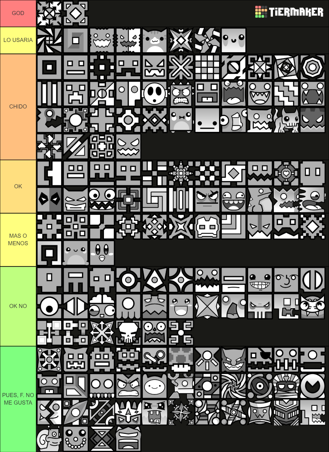 Geometry Dash Cubes Tier List (Community Rankings) - TierMaker