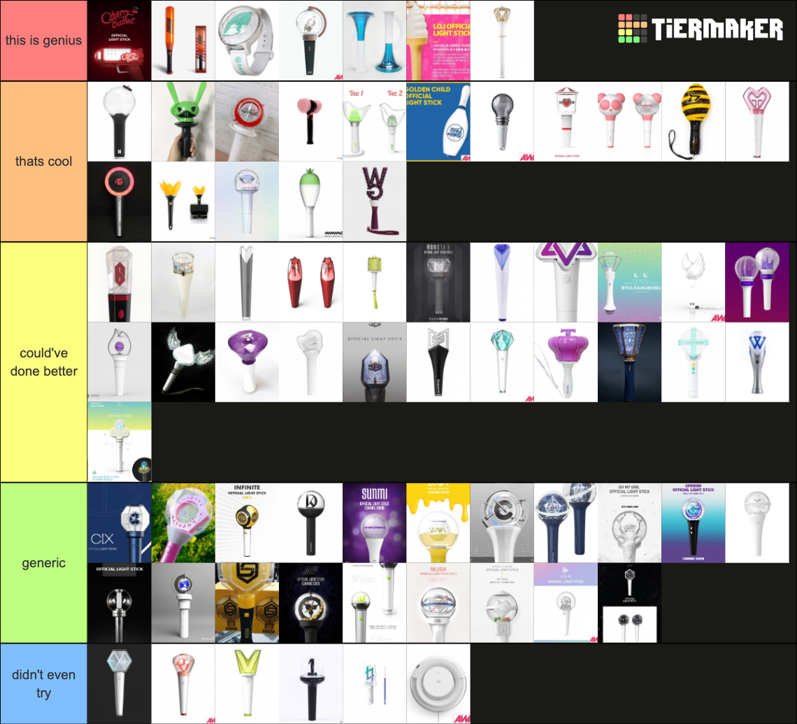 Create A Kpop Lightstick Ranking Tier List Tiermaker Images and