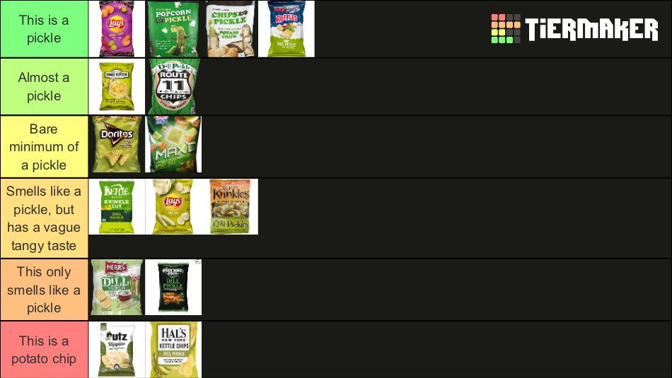 The Ultimate Pickle Chip Ranking Tier List Rankings) TierMaker