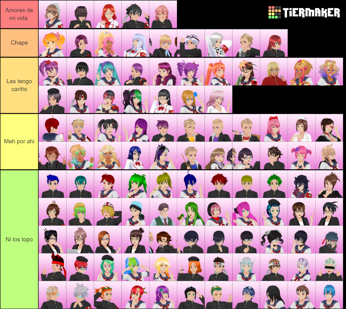 Yandere Simulator Characters With The Rainbow 12 Tier List Community ...