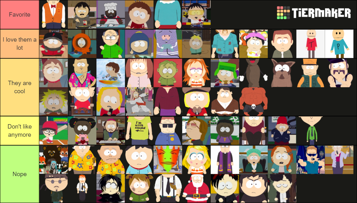 Ranking The South Park Characters Tier List (Community Rankings ...