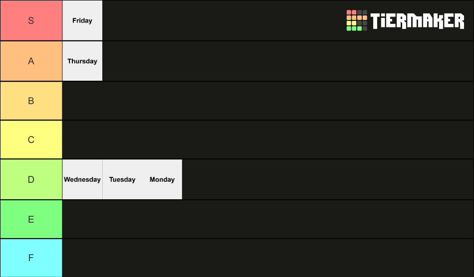 days-of-the-week-tier-list-community-rankings-tiermaker