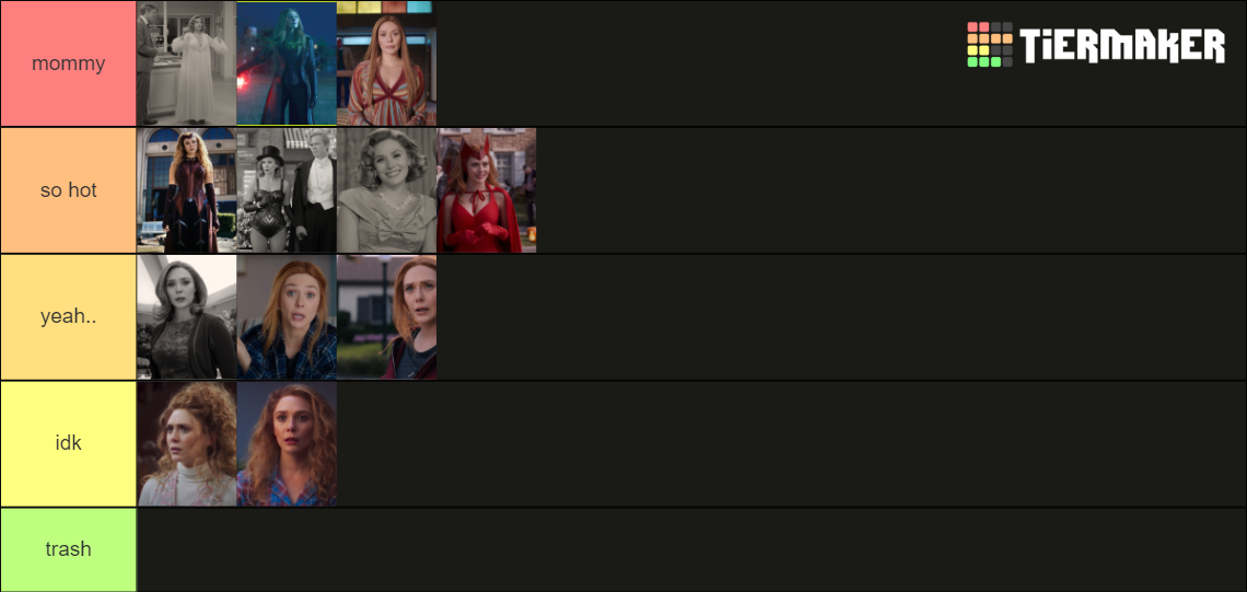 wanda's looks from wandavision Tier List Rankings) TierMaker