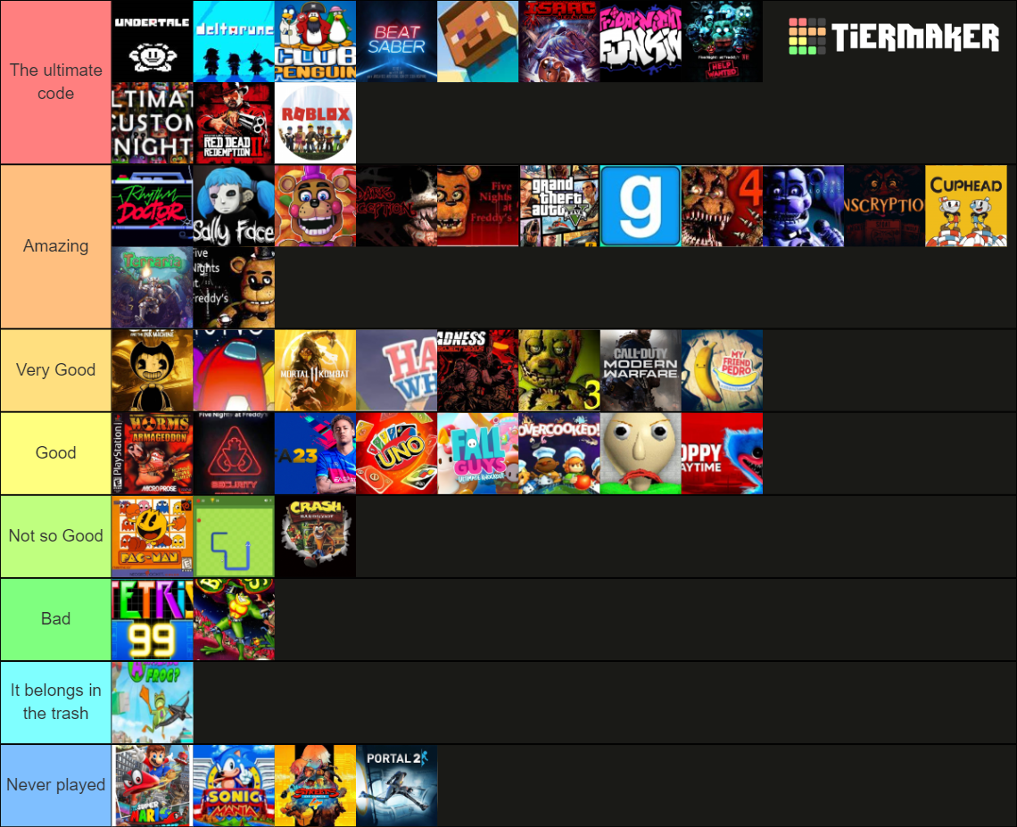 Popular Game Ranking Top 50 Best Games Tier List (Community Rankings) - TierMaker