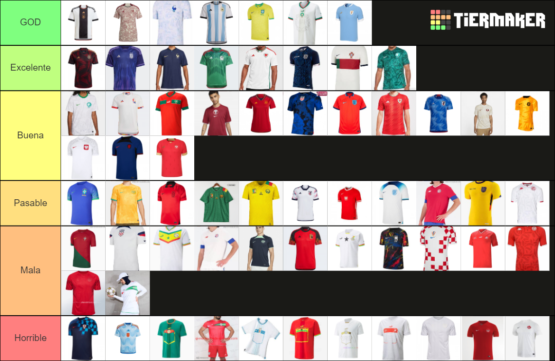 Mejores Jersey´s Qatar 2022 Tier List Rankings) TierMaker