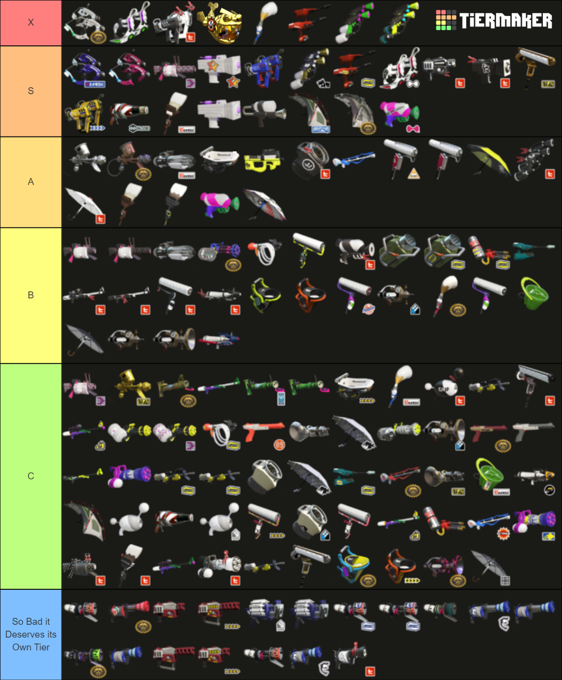 Splatoon 2 Weapons Tier List (Community Rankings) - TierMaker