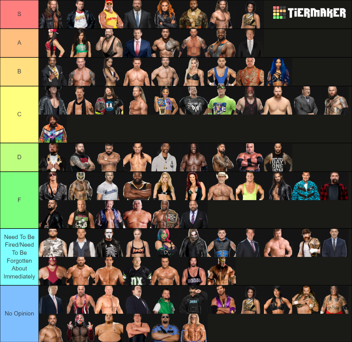 Ultimate WWE Tier List Rankings) TierMaker