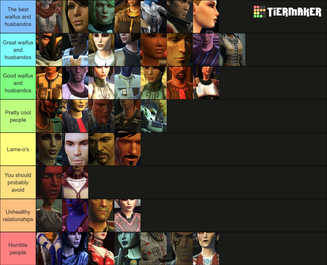 SWTOR Romance Tier List Community Rankings TierMaker   Swtor Romance Tier List 15829568 1686322764 