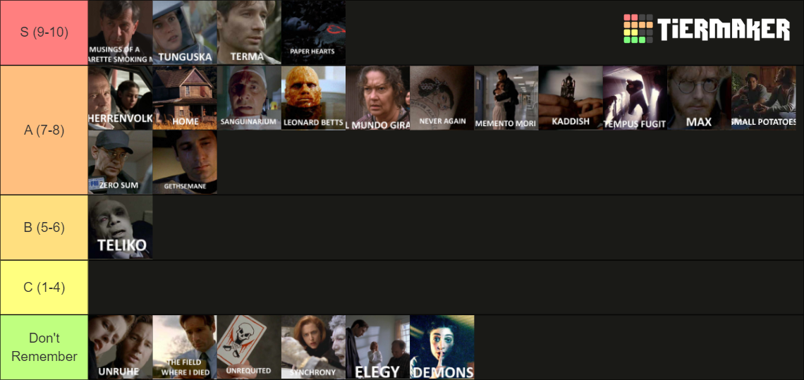 The XFiles Season 4 Tier List Rankings) TierMaker