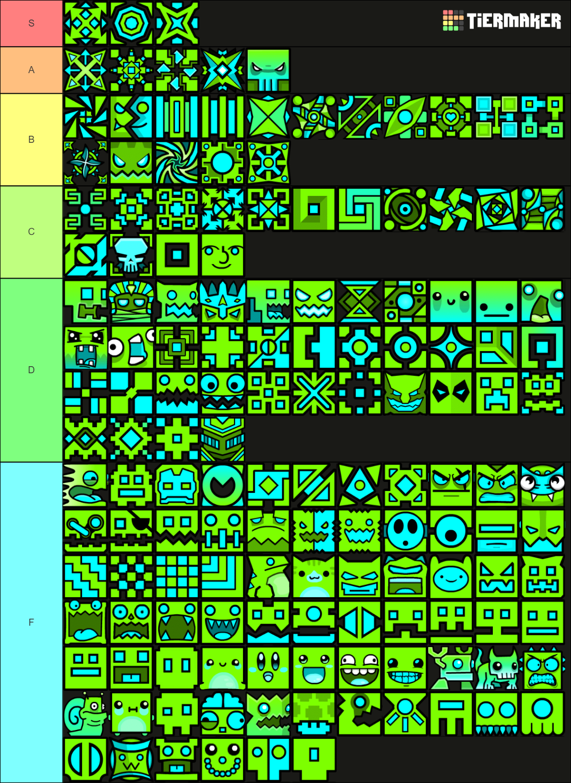 Rank Every Geometry Dash 2.1 Cube (now With Color!) Tier List ...