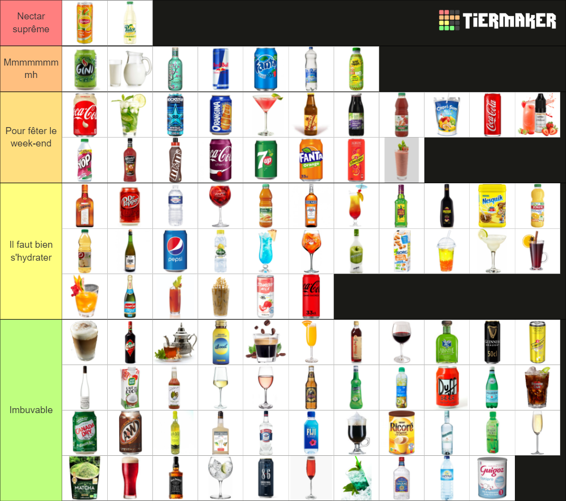 100 Boissons (Amixem) Tier List (Community Rankings) - TierMaker