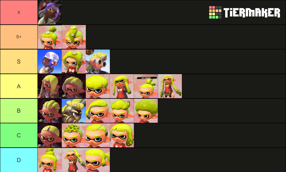 Splatoon 3 Hair Tier List (Community Rankings) - TierMaker