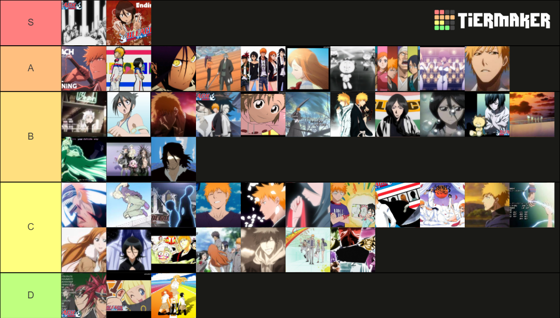 Bleach Openings and Endings Tier List Rankings) TierMaker