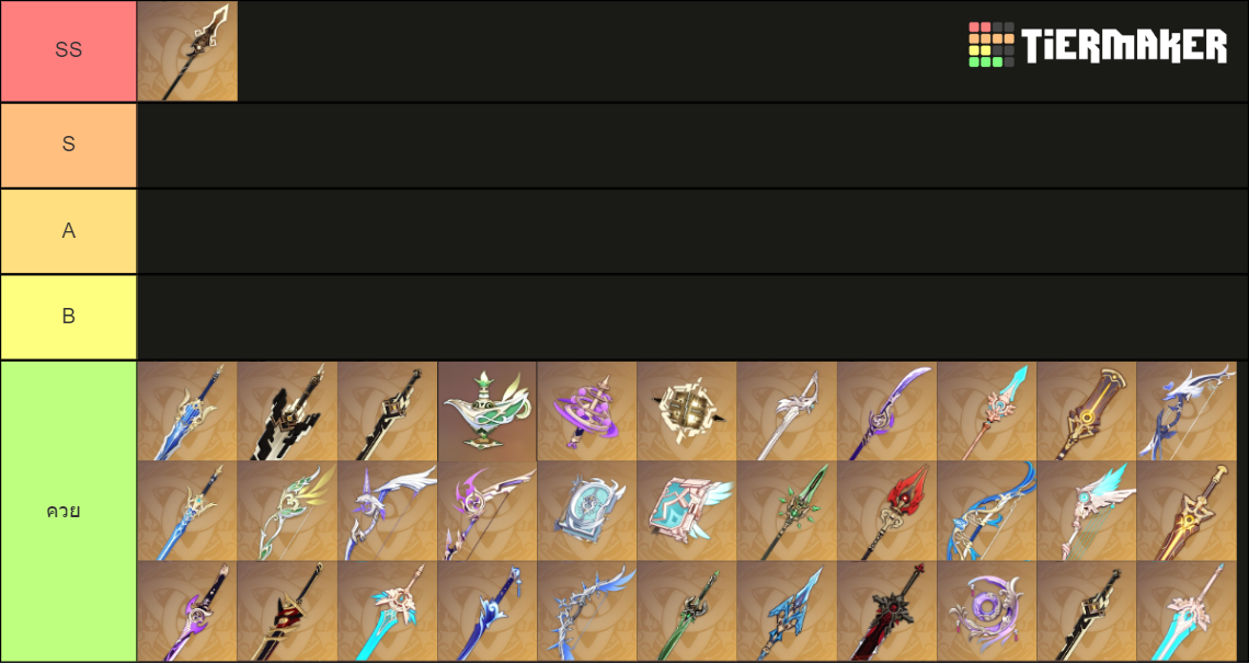 Create A Genshin Weapons Tierlist Tier List Tiermaker Images And