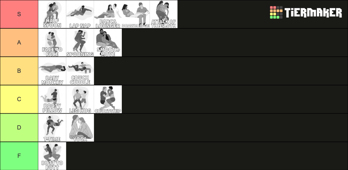 Cuddle Positions Tier List (Community Rankings) - TierMaker