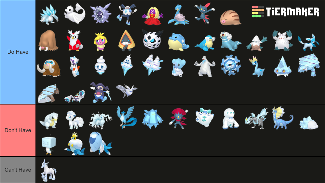 All Ice-Type Pokemon Gen 8 2022 Includes Legends Arceus Tier List ...