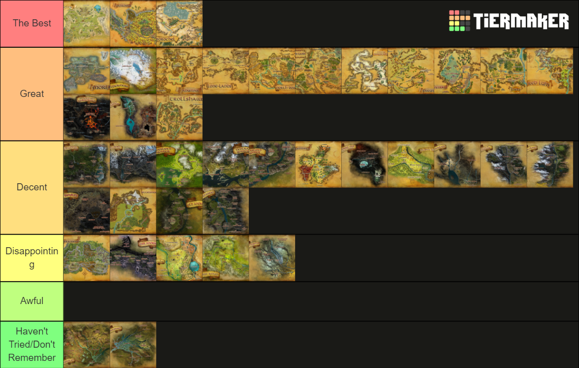 LOTRO Zones Tierlist (2022) Tier List Rankings) TierMaker