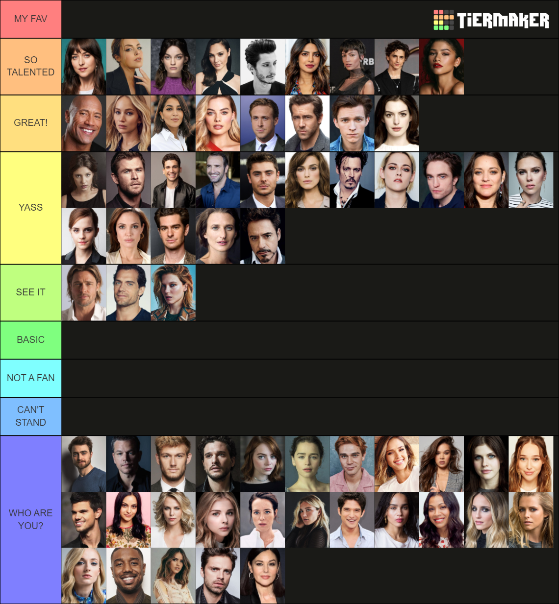 MY FAV ACTORS/ACTRESSES Tier List (Community Rankings) - TierMaker