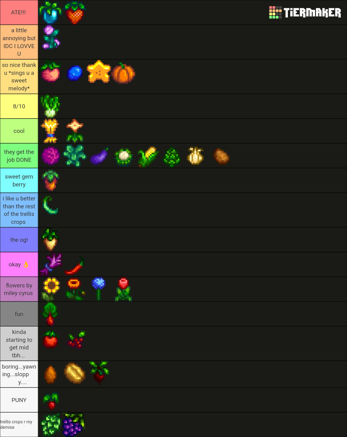 Stardew Valley Crops Tier List (Community Rankings) - TierMaker