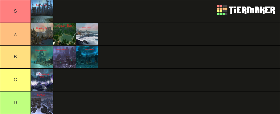 Wrath Of The Lich King Tier List World of Warcaft WotLK (Wrath of the Lich King) Zones Tier List