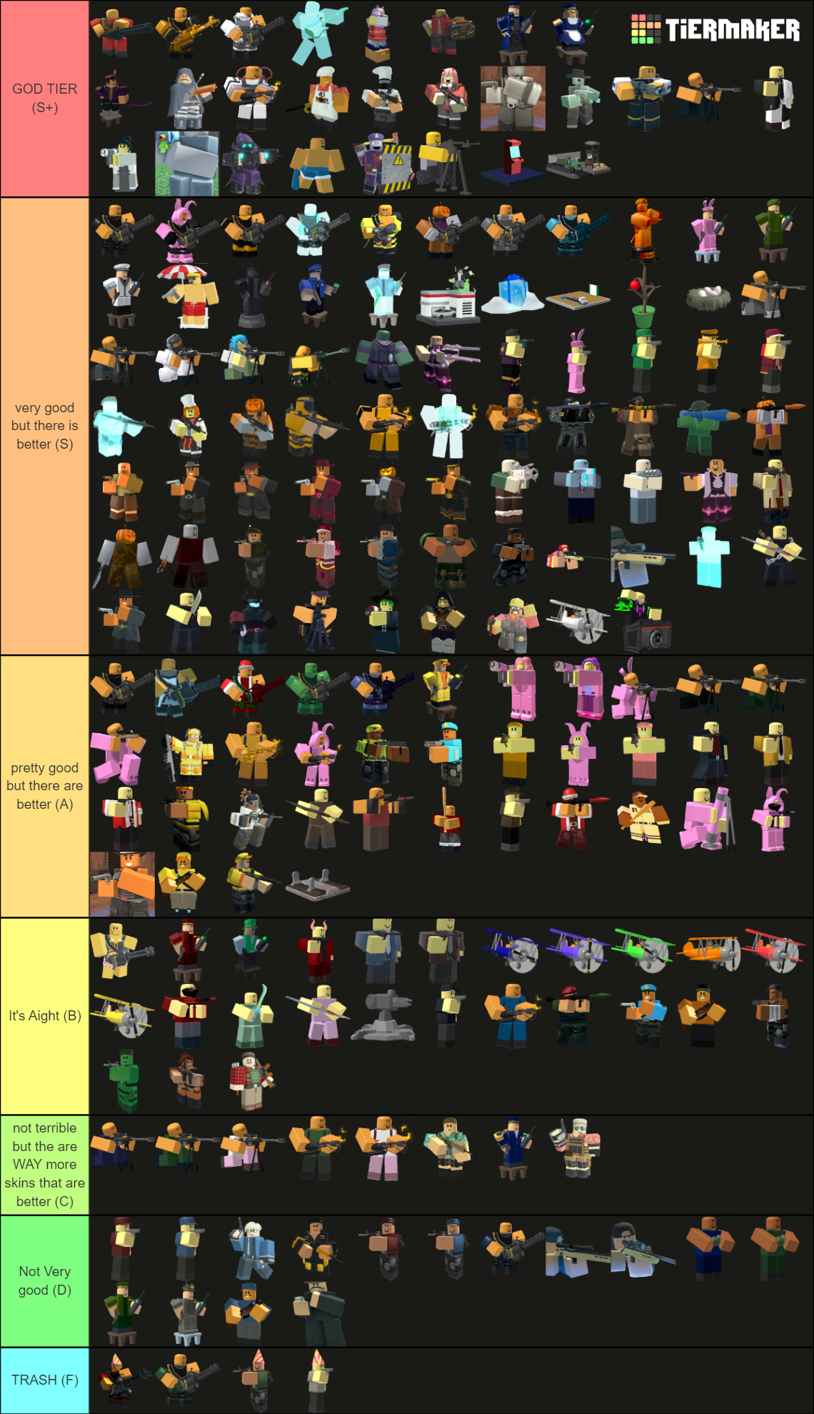 TDS all skins (up to dj plush) Tier List (Community Rankings) - TierMaker