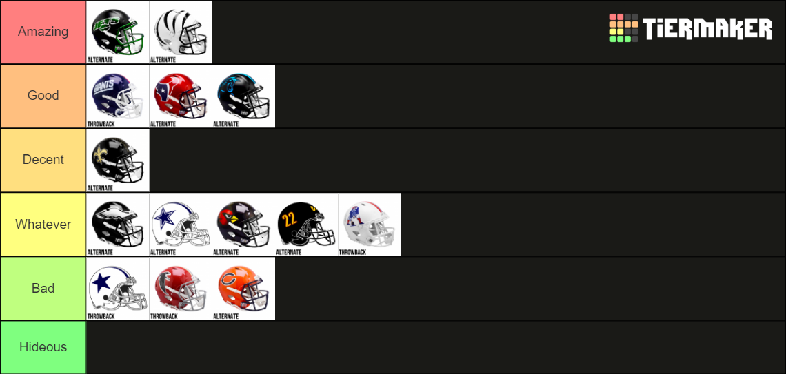 2022 NFL Alternate & Throwback Helmets Tier List Rankings