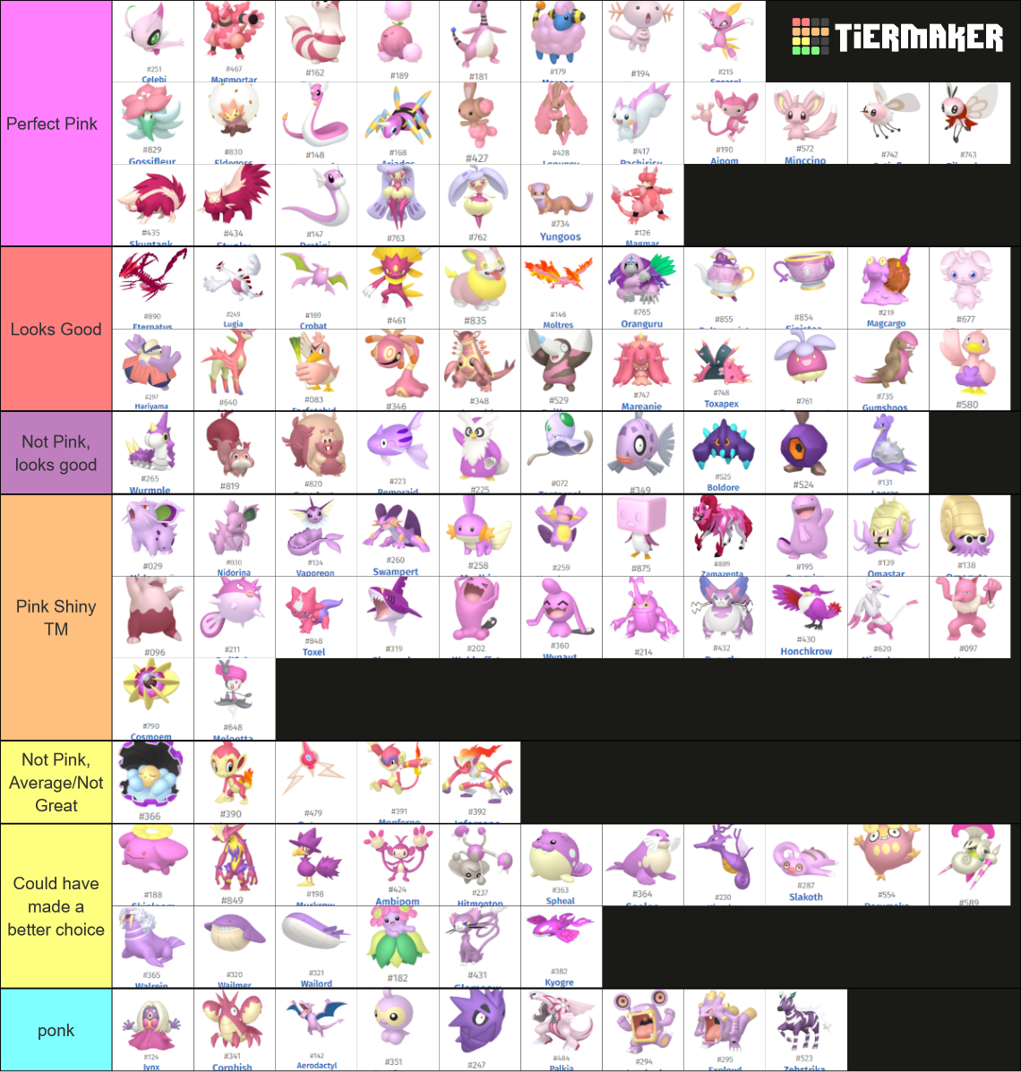 Pink shiny pokemon Tier List (Community Rankings) - TierMaker